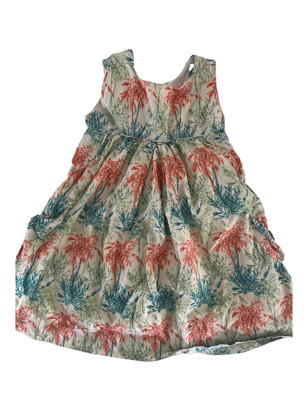 Neck & Neck Girls Tropical Palm Print Cotton Dress | 4Y